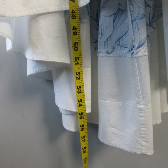 Tory Burch Maxi Dress 0 White Blue Floral 100% Cotton Open Cross Back Chic 358 - Picture 13 of 13